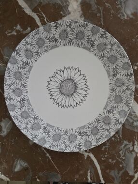 1960s Vintage Lenox Ware Melamine Serving Plate with Large Gray Sunflowers
